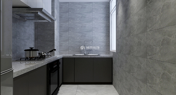 華潤幸福里87平現(xiàn)代風格廚房裝修效果圖