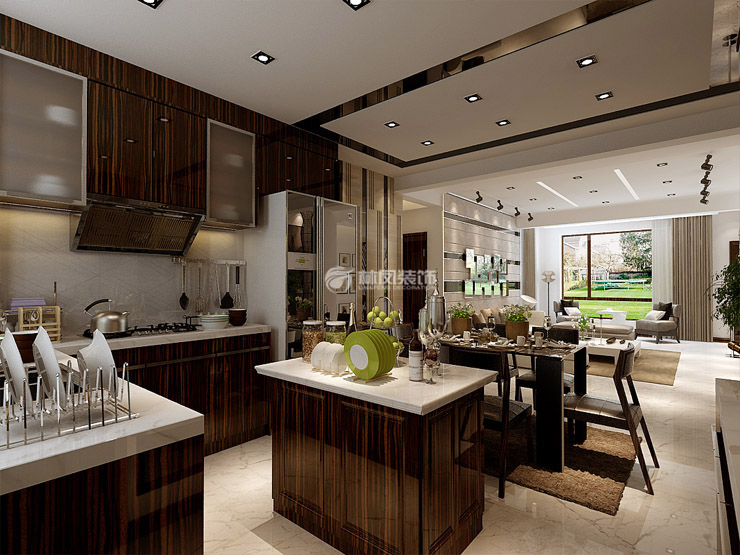 華潤置地二十四城央境132㎡戶型餐廚一體化設(shè)計裝修案例