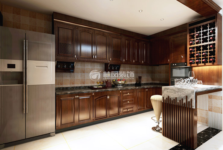 暗廚開(kāi)放式吧臺(tái)設(shè)計(jì)裝修效果圖