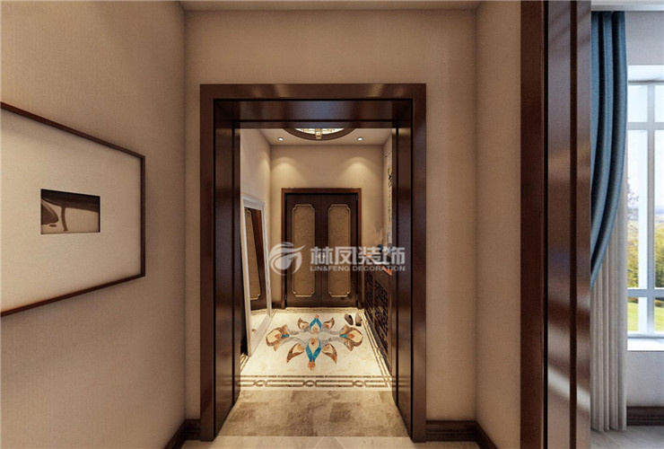 萬(wàn)科翡翠四季127㎡四居室玄關(guān)裝修效果圖