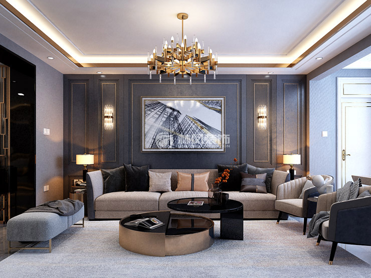 中海和平之門GHOUSE天際港式風(fēng)格客廳裝修效果圖