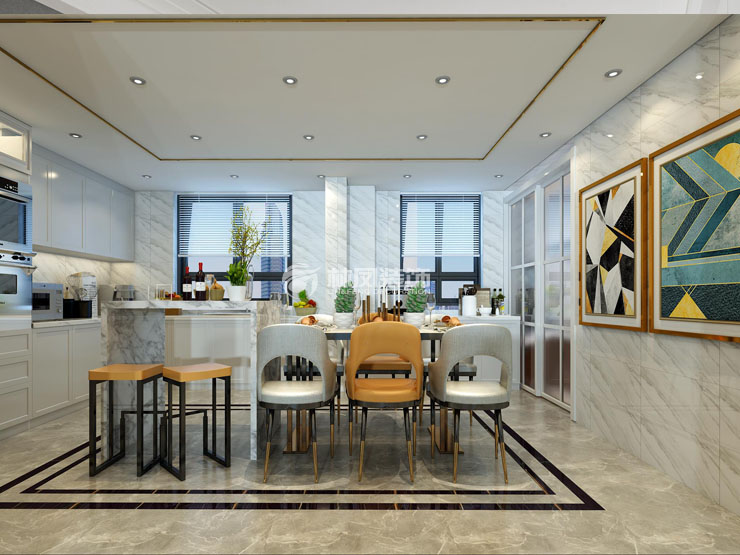 萬(wàn)科圣豐翡翠之光140㎡餐廳裝修效果圖