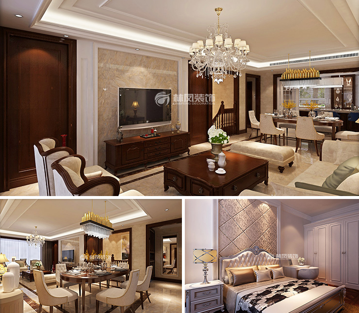 城建萬(wàn)科翡翠書院140平輕奢風(fēng)格裝修效果圖