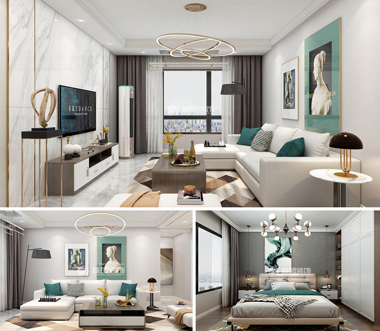 旭輝璟宸府115平現(xiàn)代風格裝修效果圖