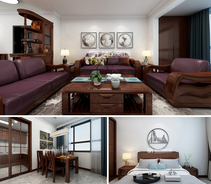 雅居樂(lè)花園145平新中式風(fēng)格裝修效果圖