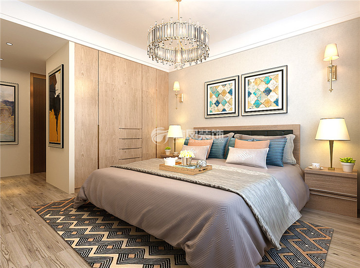 美式風格臥室無把手衣柜設(shè)計裝修效果圖