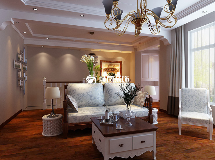 美式風格沙發(fā)不靠墻擺放裝修效果圖