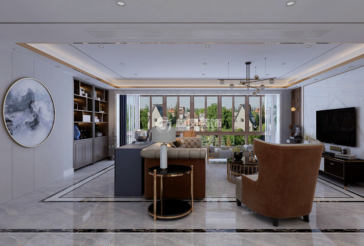 港式風格沙發(fā)不靠墻設計裝修效果圖