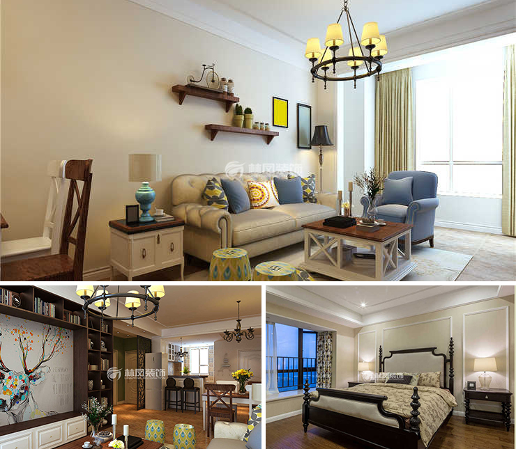 金地悅峰 110平 美式風格裝修效果圖