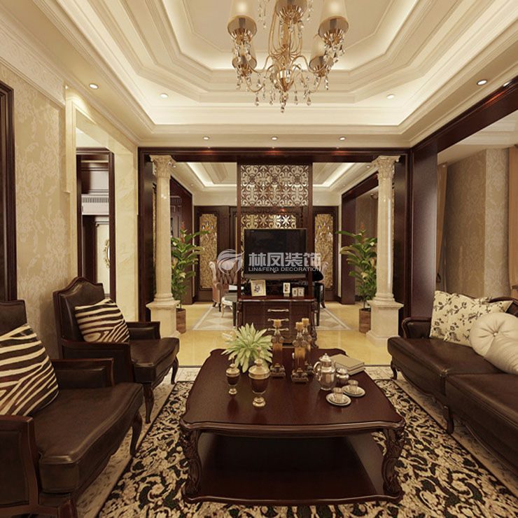 美式風格別墅疊級吊頂裝修效果圖