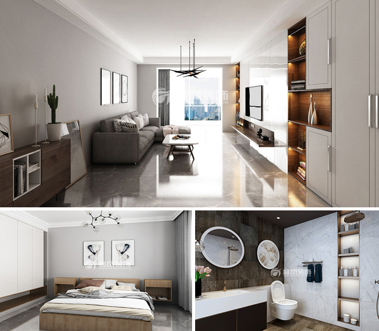 萬達公園ONE 120平 現代簡約風格裝修效果圖