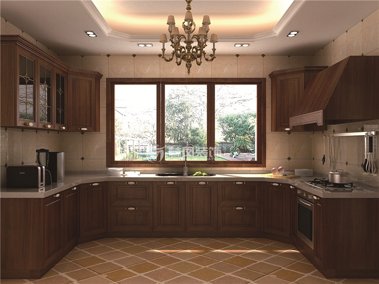 美式風(fēng)格廚房仿古磚鋪貼裝修效果圖