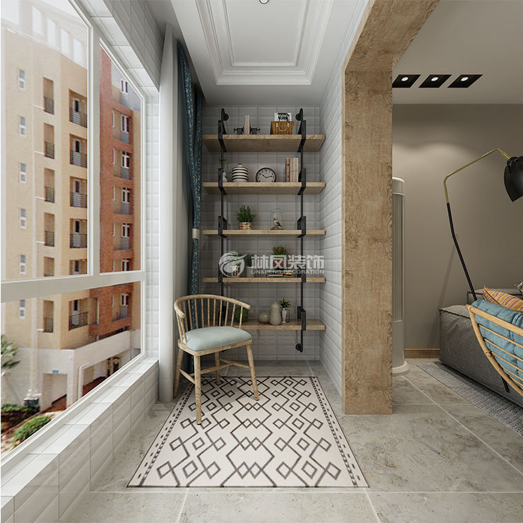 北歐風(fēng)格陽臺(tái)瓷磚鋪貼裝修效果圖